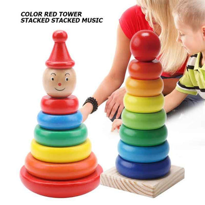 Wooden Rainbow Stacking Tower Toy