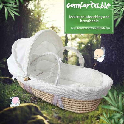 Portable Woven Corn Husk Baby Bassinet